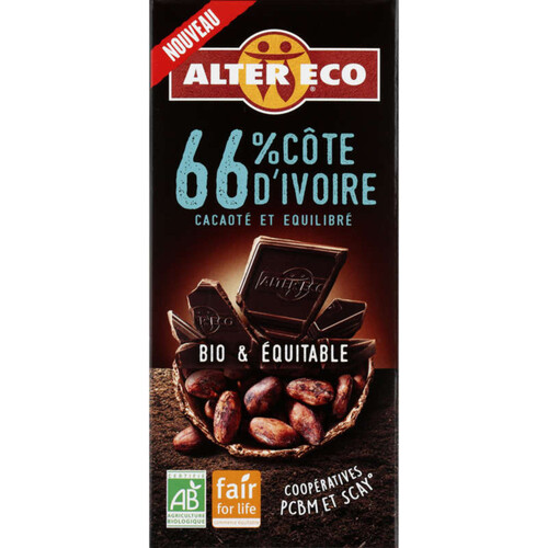 Alter Eco Chocolat Noir Côte Ivoire 81% Bio 100g