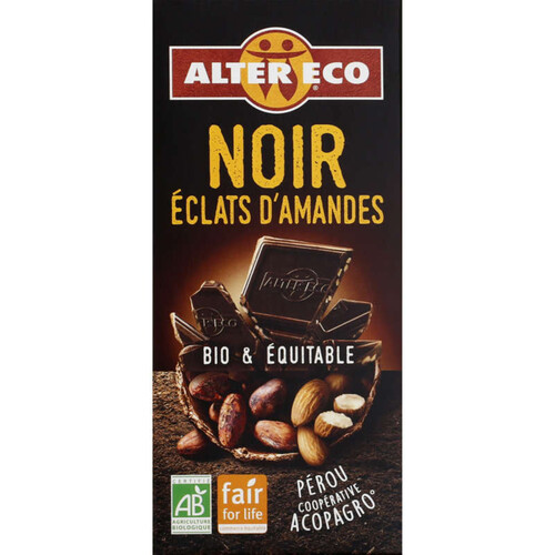 Alter Eco Chocolat Noir Du Pérou Aux Éclats D'Amandes, Bio 100G