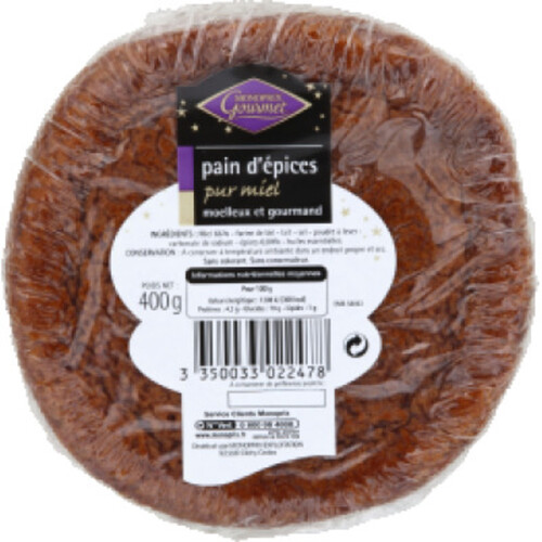 Monoprix Gourmet Pain D'Épices Rond, Pur Miel 400G