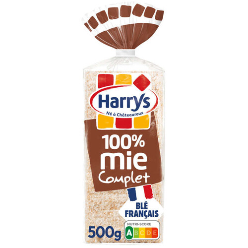 Harrys pain de mie 100% mie complet sans croute sans additifs 500g