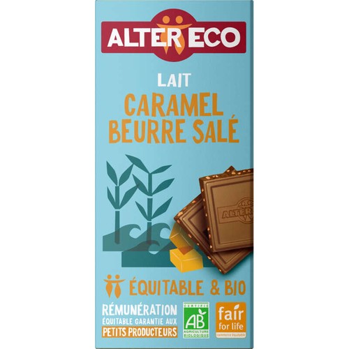 Alter Eco Chocolat Au Lait Du Pérou, Caramel Beurre Salé, Bio 100g