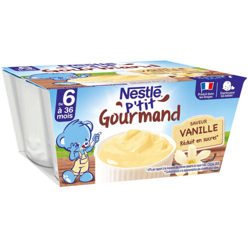 Nestlé P'Tit Gourmand Crème Dessert Saveur Vanille Dès 6 Mois 4x100g