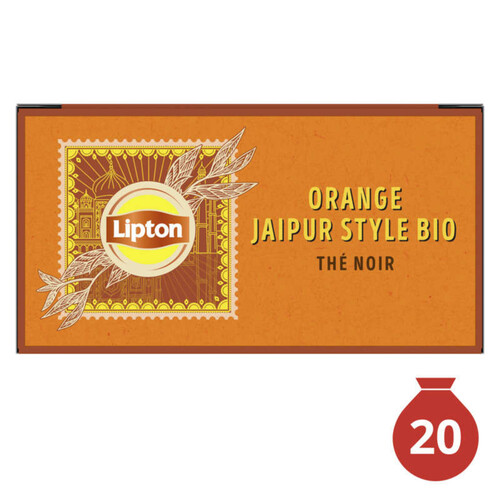 Lipton Thé Noir Orange Jaipur Bio 20 Sachets Mousseline 34g