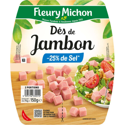 Fleury Michon Dés De Jambon -25% De Sel 2X75 G