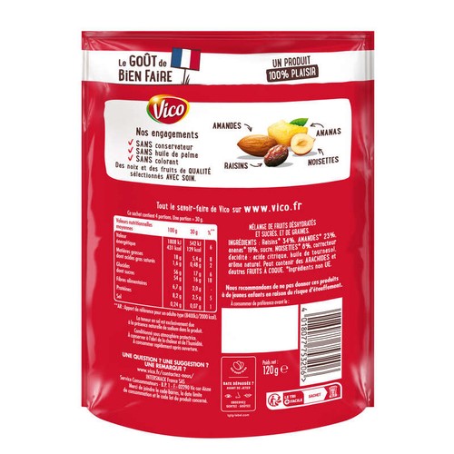 Vico Fruits Secs Et Noisettes 120g