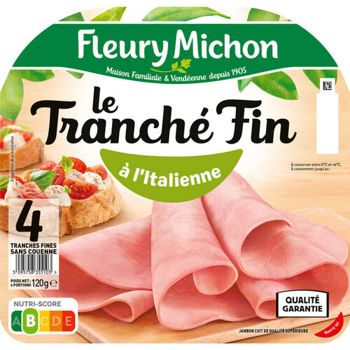 Fleury Michon Le Tranché Fin Jambon à l'Italienne x4 120g