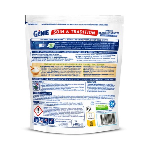 Génie Capsules blanchissantes avec bicarbonate de soude 12x20g