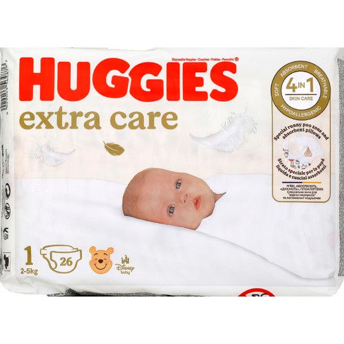 Huggies Extra care Couches bébé Taille 1 (2-5kg) x26