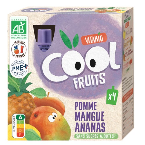 [Par Naturalia] Vitabio Cool Fruits Pomme Mangue Ananas Bio 4x90g