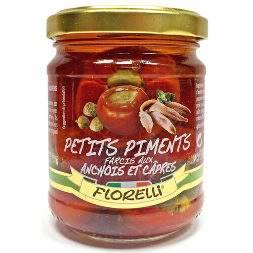 Florelli Petits Piments Farcis Aux Anchois Et Capres. 190G