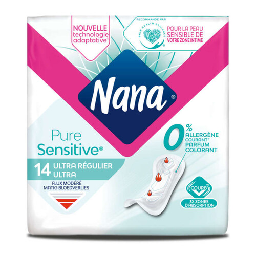 Nana Serviettes Hygiéniques Puresensitive Ultra Régulier X14