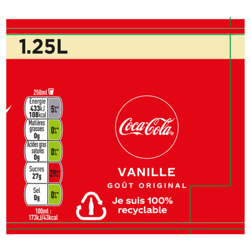 Coca-Cola Vanille Pet 1.25L Contour