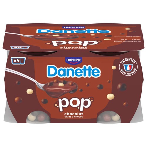 Danette Crème Dessert Chocolat Et Billes 3 Chocos 4x117g