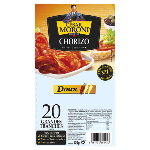 César Moroni Chorizo en tranches douxX 100g