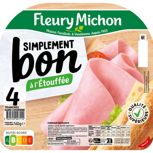 Fleury Michon Simplement Bon Jambon Sans Couenne x 4 tranches