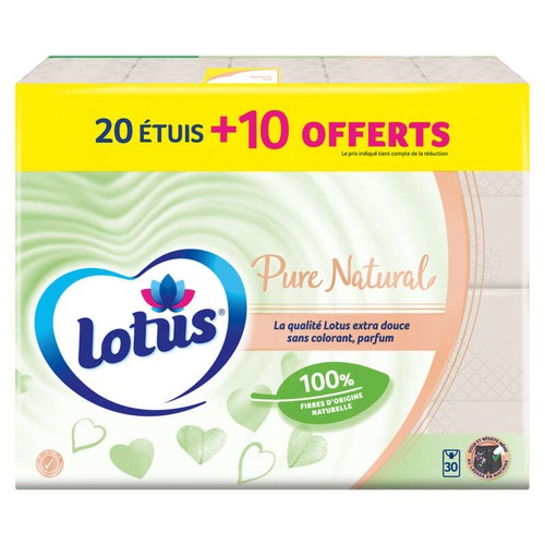 Lotus Mouchoirs Etuis Pure Natural X30