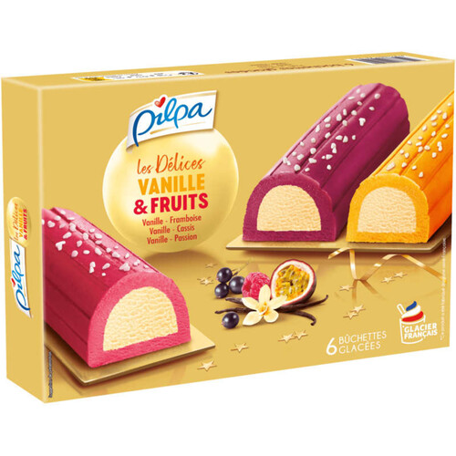 Pilpa Bûchettes Glacées Les Délices Vanille & Fruit x6 351g