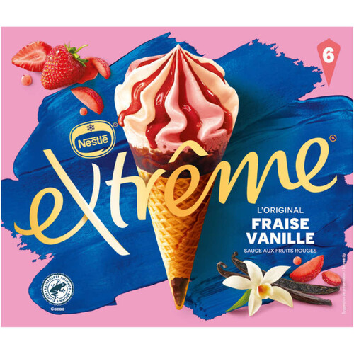 Nestlé Cônes glacés fraise et vanille 426g