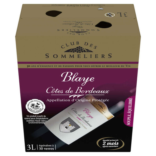 Club Des Sommeliers Blaye Côtes de Bordeaux Vin rouge 3l