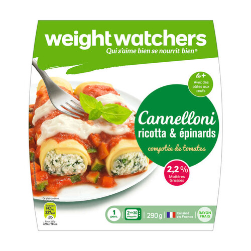 Weight Watchers Cannelloni Ricotta & Epinards, compotée de tomates 290g