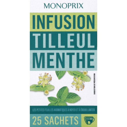 Monoprix Infusion Tilleul Menthe 25 Sachets 40g