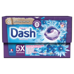 Dash Tout-en-1 Pods - Air frais & Fleurs blanches - 30 lavages - 582g