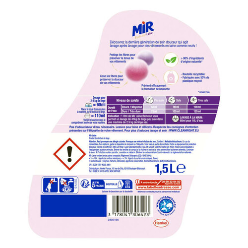 Mir Lessive Liquide Baume de Soin Plus pour Laine & Délicats 1,5l.