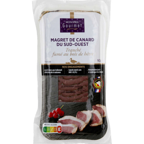 Monoprix gourmet Magret de canard tranché fumé 90g