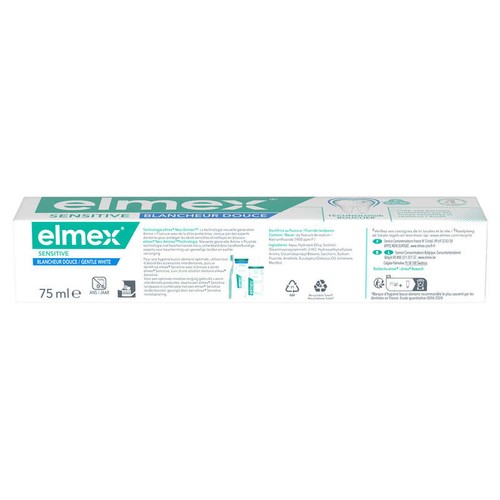 Elmex Dentifrice Sensitive Blancheur 0% colorants 75ml