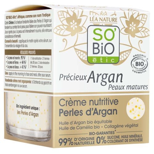 So'Bio Etic Crème Nutritive Perles d'Argan Peaux Matures 50ml