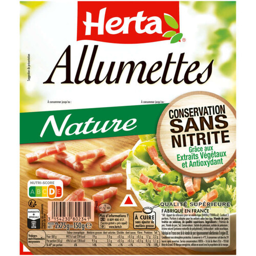 Herta Allumettes Nature Sans Nitrite 2x 75g