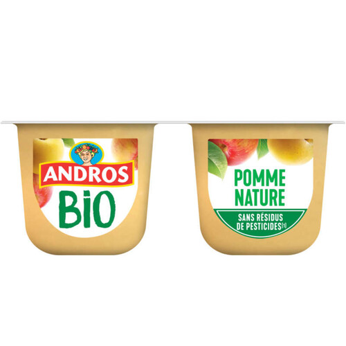 Andros Compote Pomme Nature Bio 4x90g