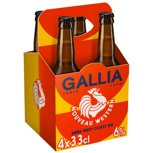 Gallia Nouveau Western - Bière West Coast IPA non filtrée 6° Pack 4x33 cl