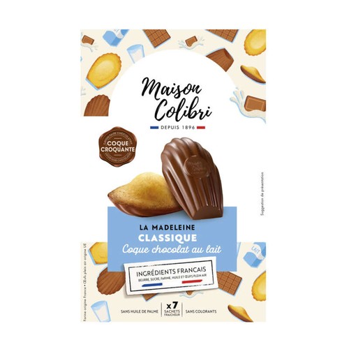 La Madeleine classique coque chocolat lait 182g