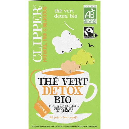 Clipper Thé Vert Détox Bio Fleur De Sureau, Fenouil & Agrumes 40g