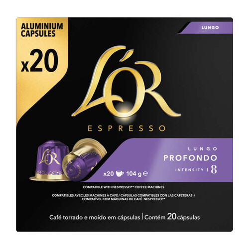 L'Or Espresso Café Lungo Profondo intensité 8 x20 capsules 104g