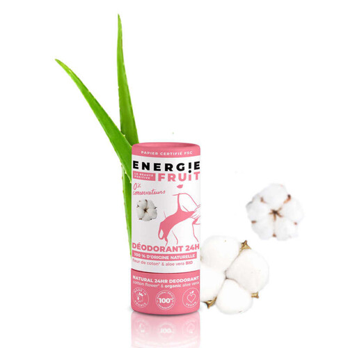 Energie Fruit Déodorant 24h Fleur de coton et Aloe Vera Bio 30g