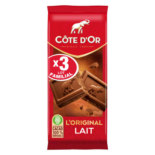 Côte d'Or L'Original Tablette Chocolat au Lait 3x100 g