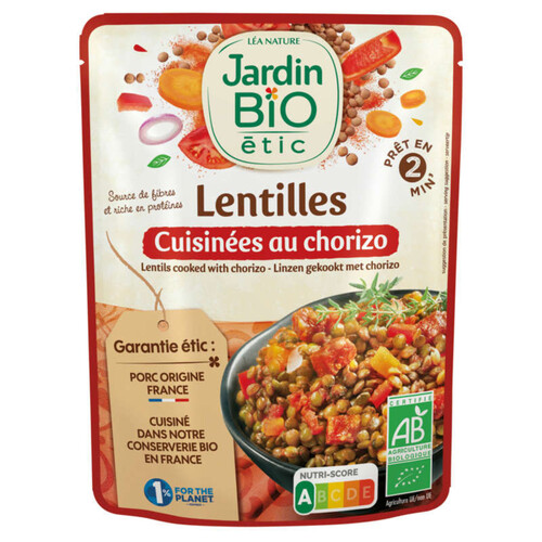 Jardin Bio Lentilles Cuisinées au Chorizo Bio 250g