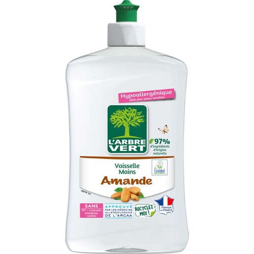 L'Arbre Vert liquide vaisselle ecolabel amande hypoallergénique 500ml