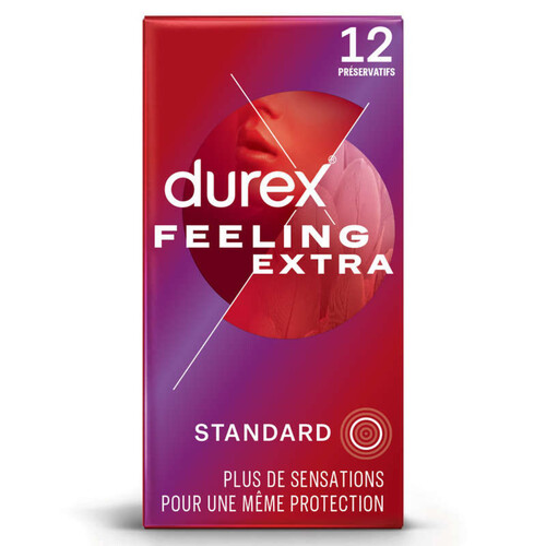 Durex Préservatifs Feeling Extra - Fins Extra Lubrifiés x12