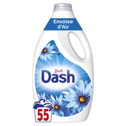 Dash 2en1 Lessive Liquide Envolée d'Air 2,475L