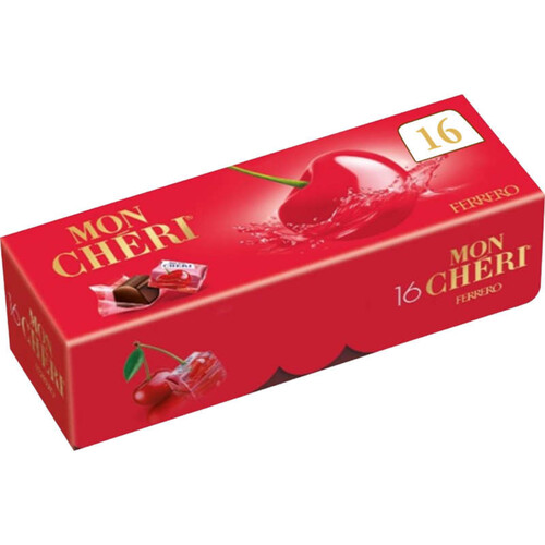 Mon Chéri x16 Bonbons Chocolat Noir Fourrés Cerise Et Liqueur 168g