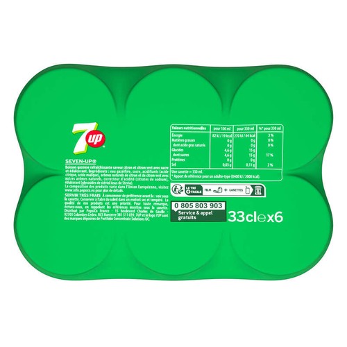7UP Soda au Citron & Citron Vert 6x33cl