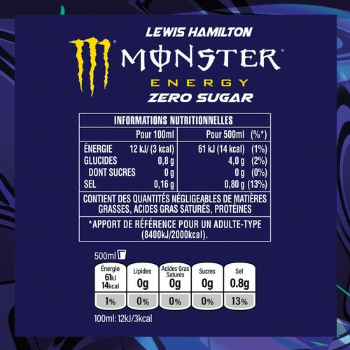 Monster Energy Boisson Énergisante Lewis Hamilton Zero sucre 50cl