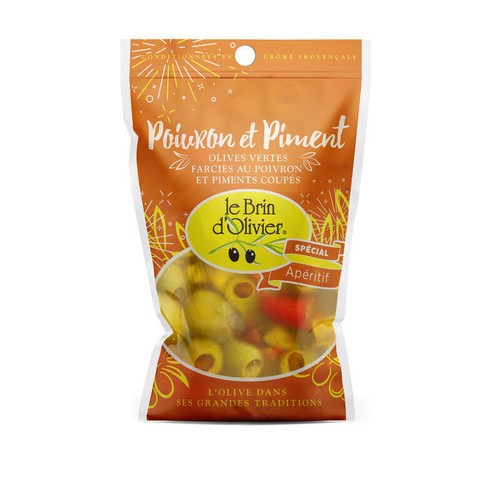 Le Brin d’Olivier Olives aux Poivron & Piment 150g