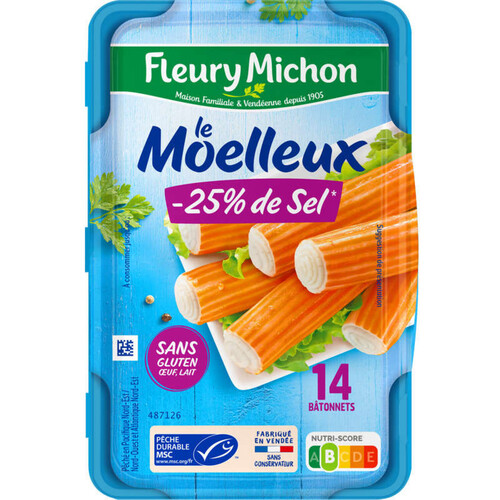 Fleury Michon Bâtonnets Surimi -25% De Sel X14