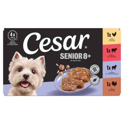 Cesar Barquettes pour chien en gelée 4 variétés senior 4x150g
