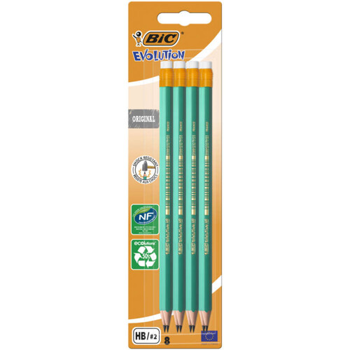 Bic 8 Crayons Hb Avec Gomme
