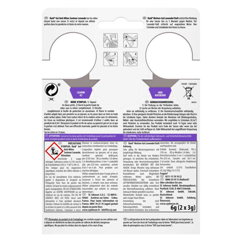 Raid anti-mites gel senteur lavande - certification woolmark
